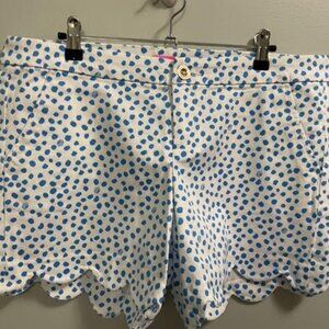 Lilly P blue dot scalloped leg shorts